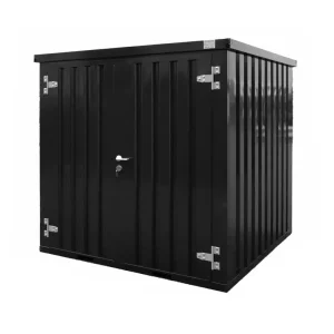 Container i farve 2x2m Sort med dobbeltdør på den korte side