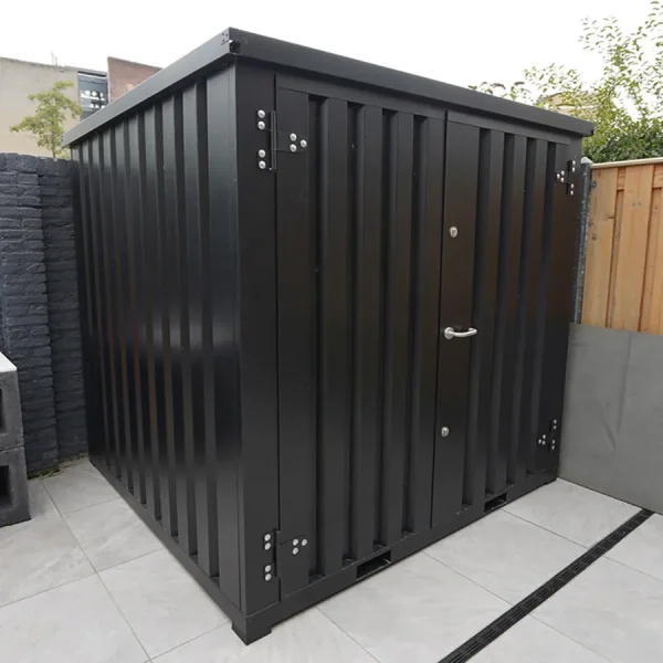 Container i farve 2x2m Sort med dobbeltdør på den korte side - Image 2