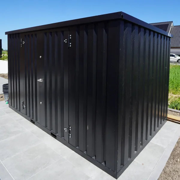 Container i farve 4x2m Sort med dobbeltdør på den lange side - Image 2