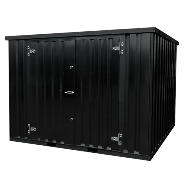 Container i farve 4x2m Sort med dobbeltdør på den lange side