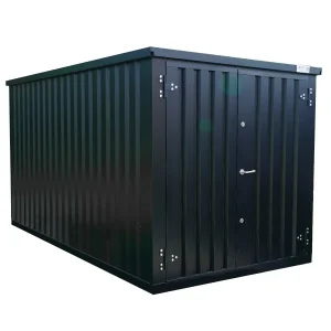 Container i farve 4x2m Sort med dobbeltdør på den korte side