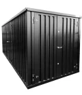 FOCO® Opbevaring container 6x2m Sort med dobbeltdør på den korte side