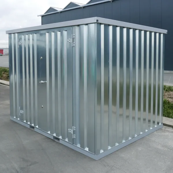 Brændeskur 4x2m galvaniseret med dobbeltdør på den lange side - Image 2