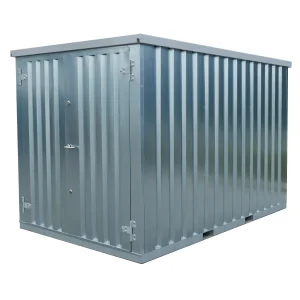 Brændeskur 4x2m galvaniseret med dobbeltdør på den korte side