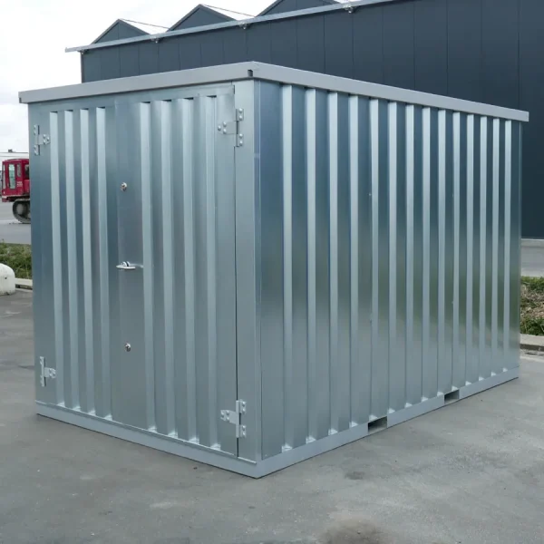 Brændeskur 4x2m galvaniseret med dobbeltdør på den korte side - Image 2